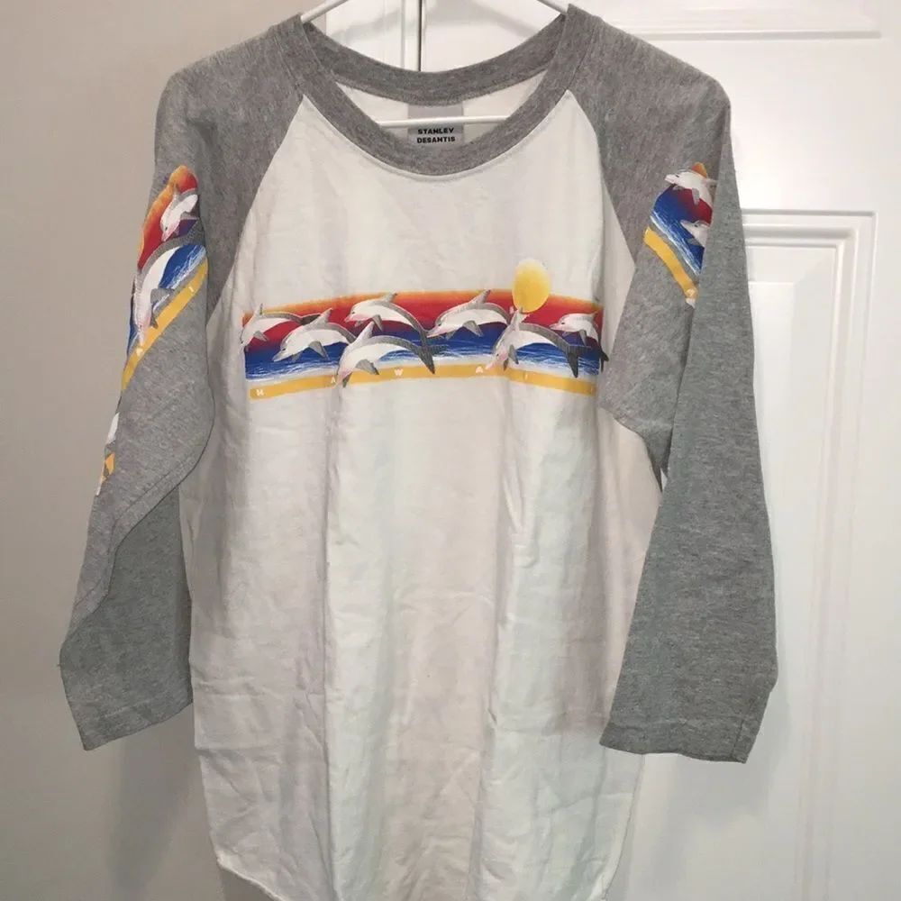 New retro Stanley DeSantis Hawaii Dolphins Ragland sleeve baseball T shirt L